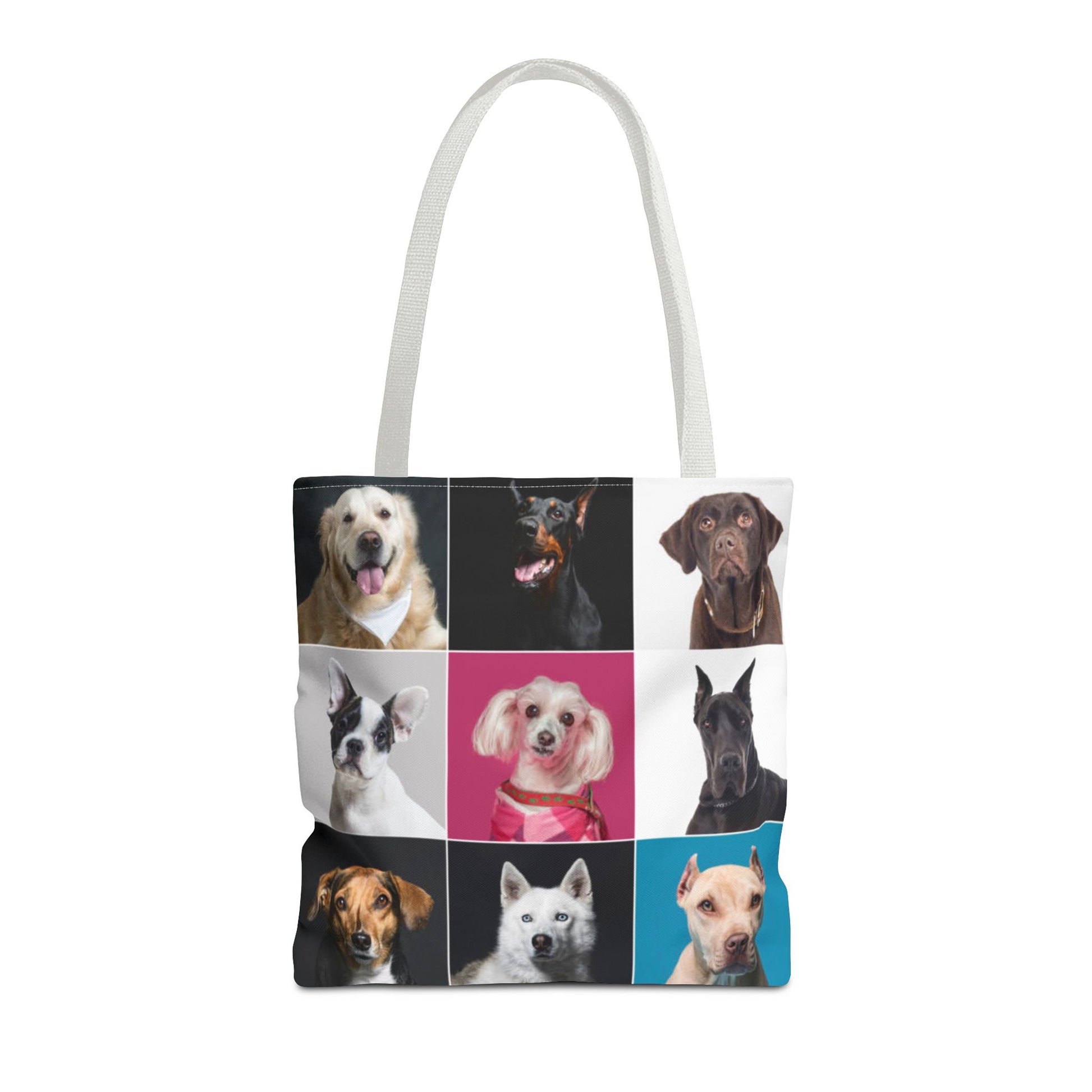 Multiple Dogs Tote Bag With White Handles 16"x16"