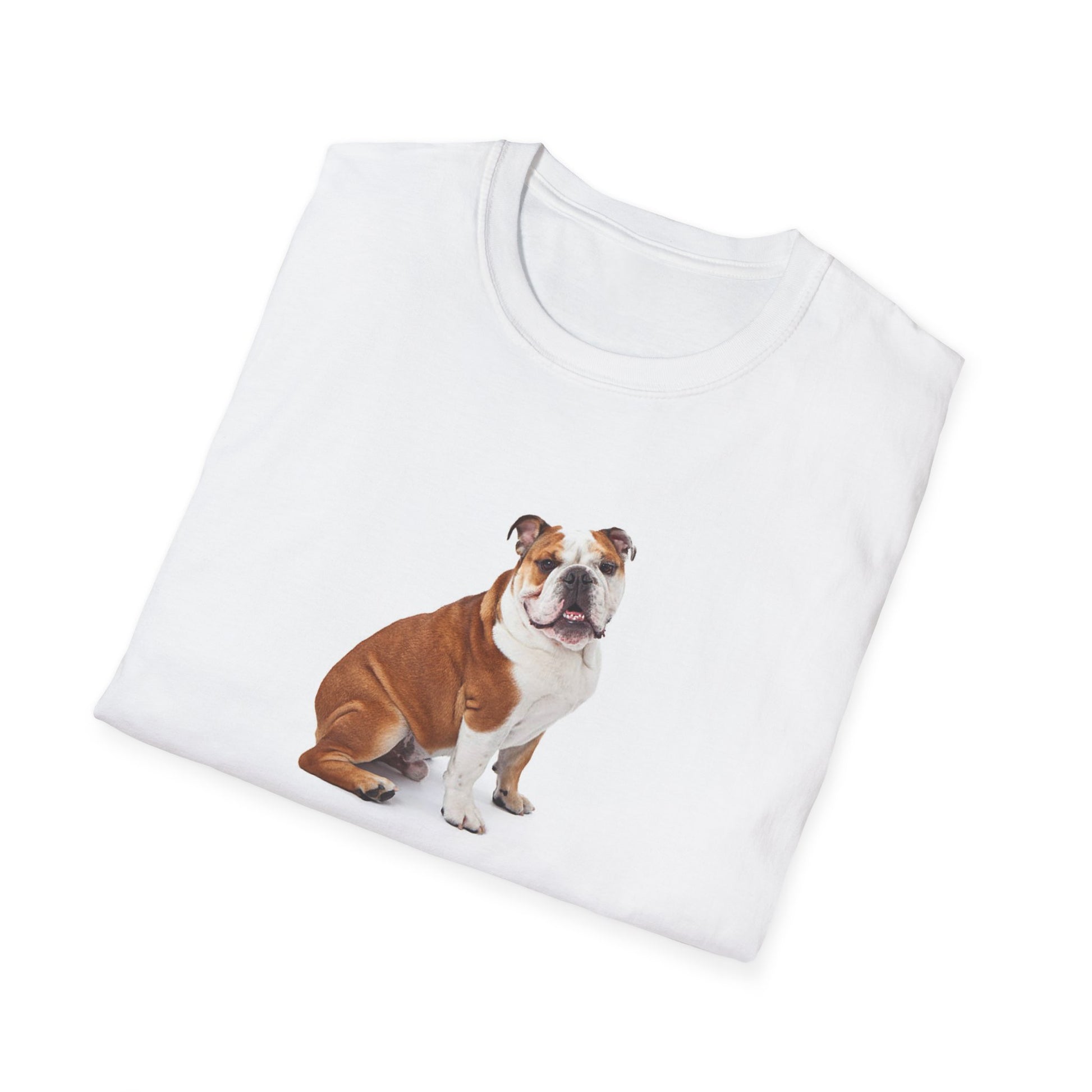 Bulldog Dog/Puppy Softstyle T-Shirt - White -
