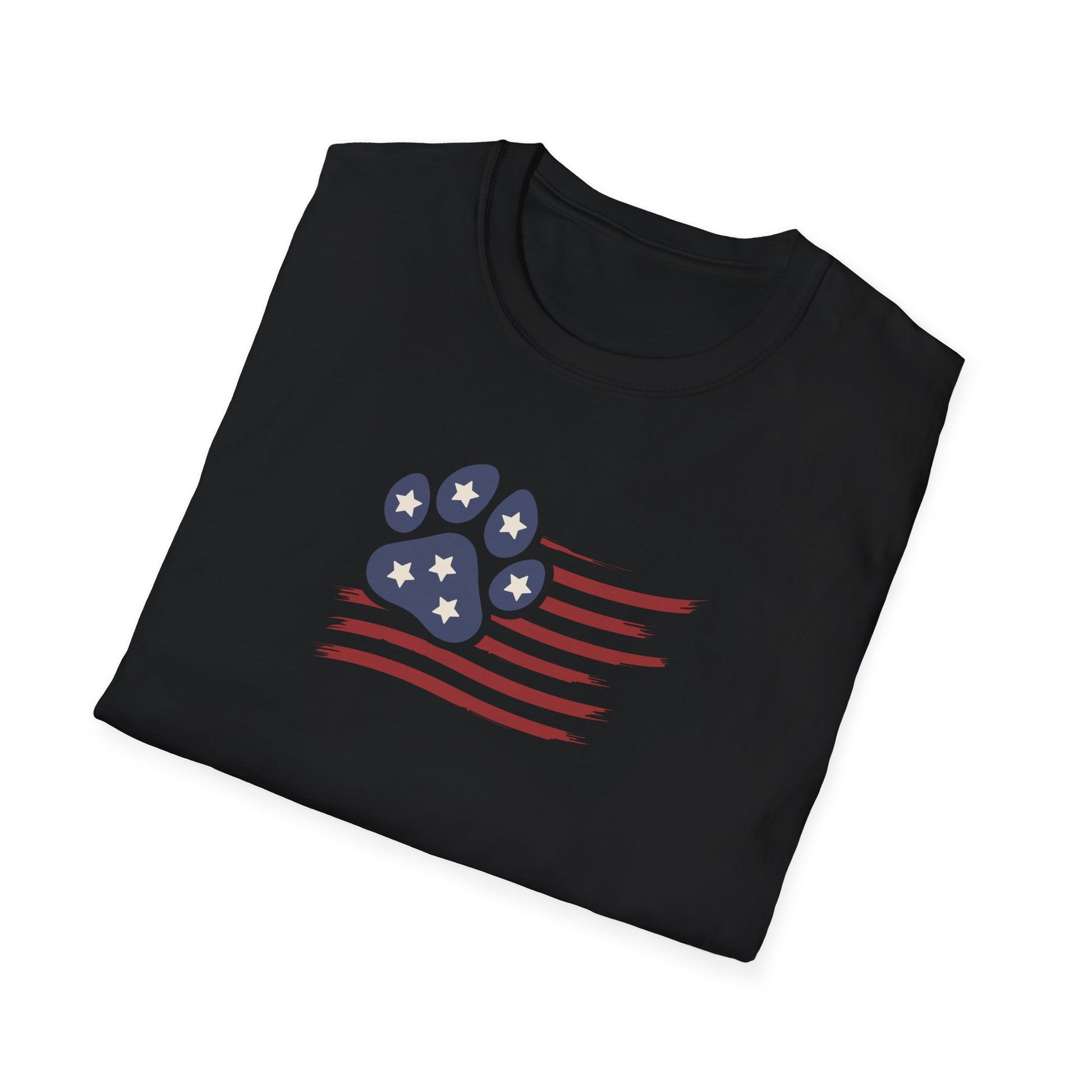 Paw Print Red White Blue Flag Softstyle T-Shirt - Mixed Colors -