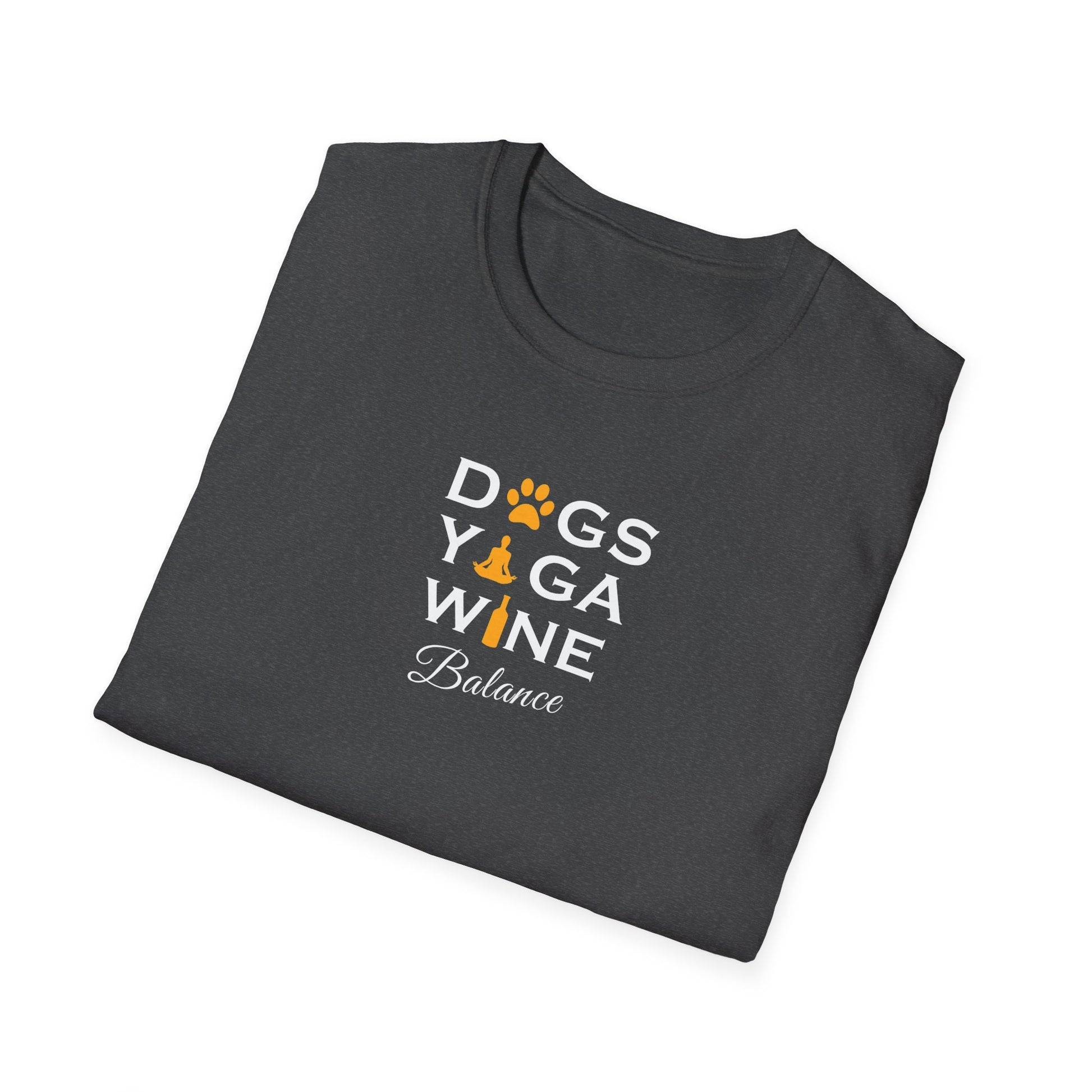 Dogs Yoga Wine Balance Softstyle T-Shirt - Mixed Colors -