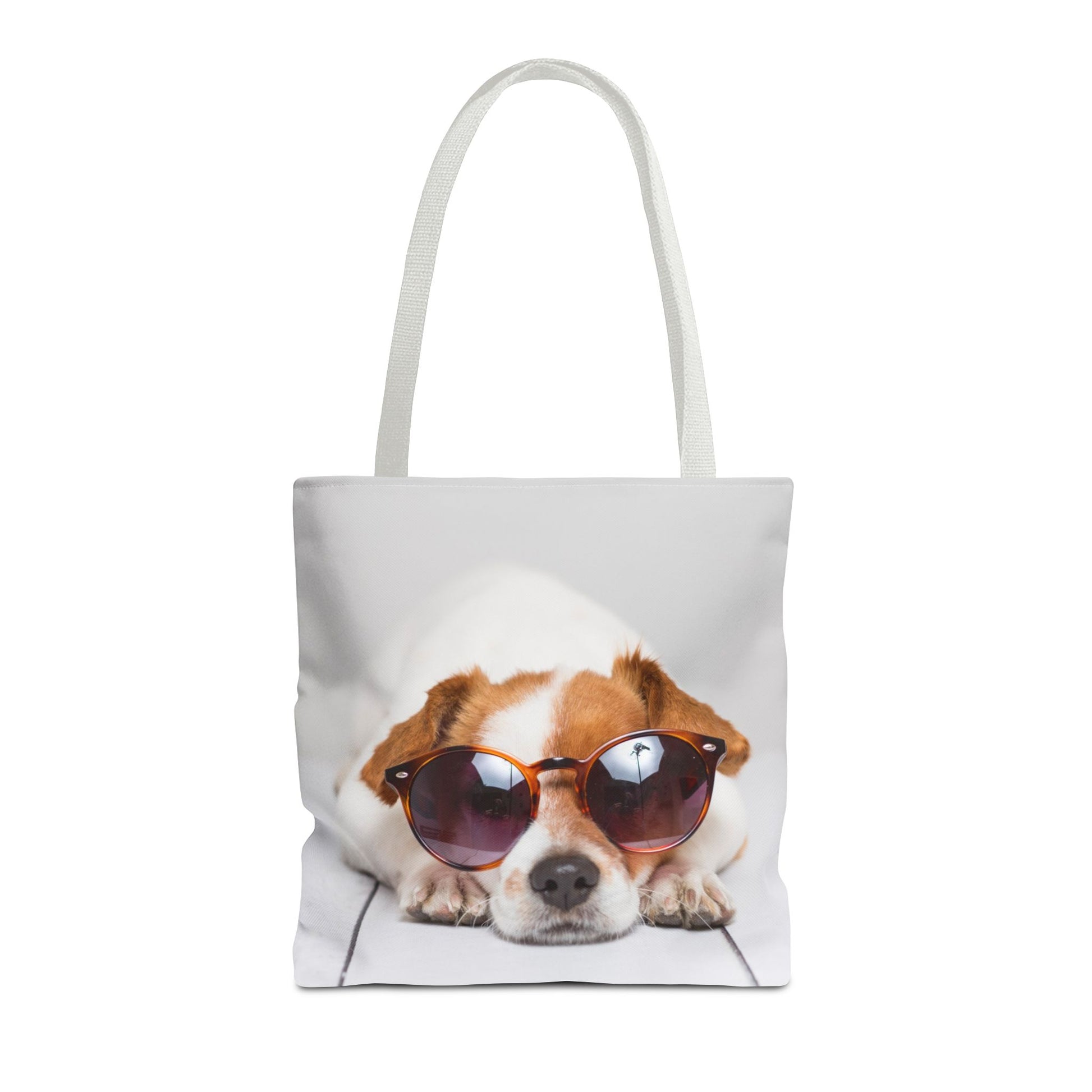 Dog With Sunglasses Tote Bag With White Handles 16"x16"