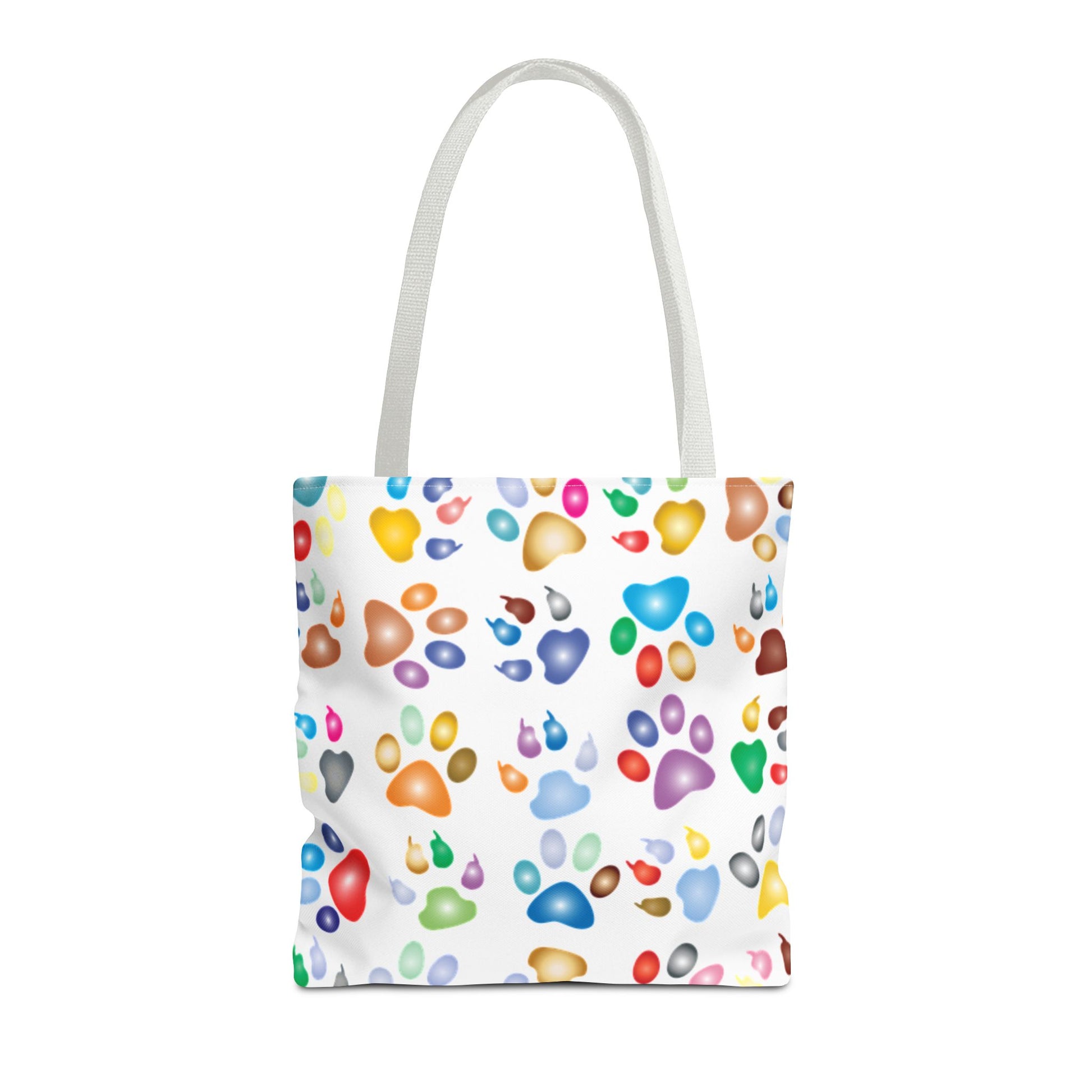 Pastel Paw Prints Tote Bag With White Handle 16"x16"