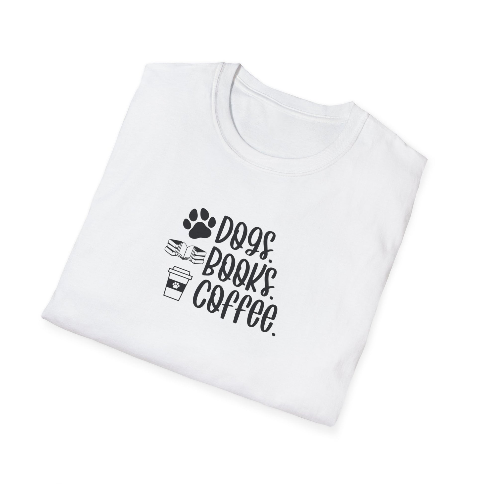 Dogs Books Coffee Softstyle T-Shirt - Mixed Colors -