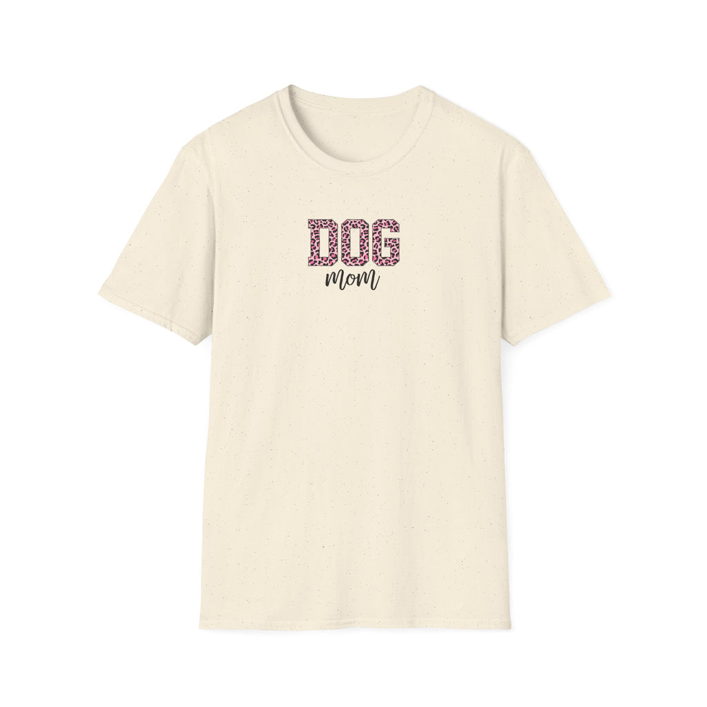 Pink Leopard Print Dog Mom Softstyle T-Shirt - Mixed Colors -