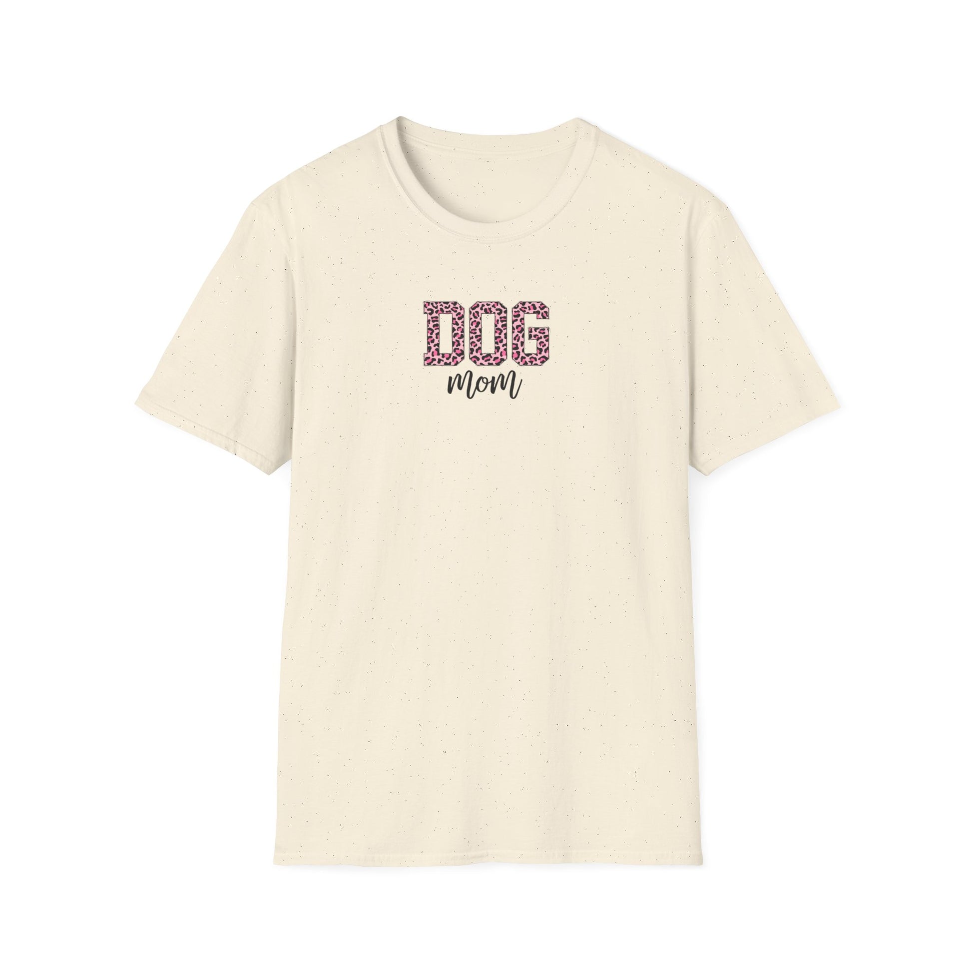 Pink Leopard Print Dog Mom Softstyle T-Shirt - Mixed Colors -