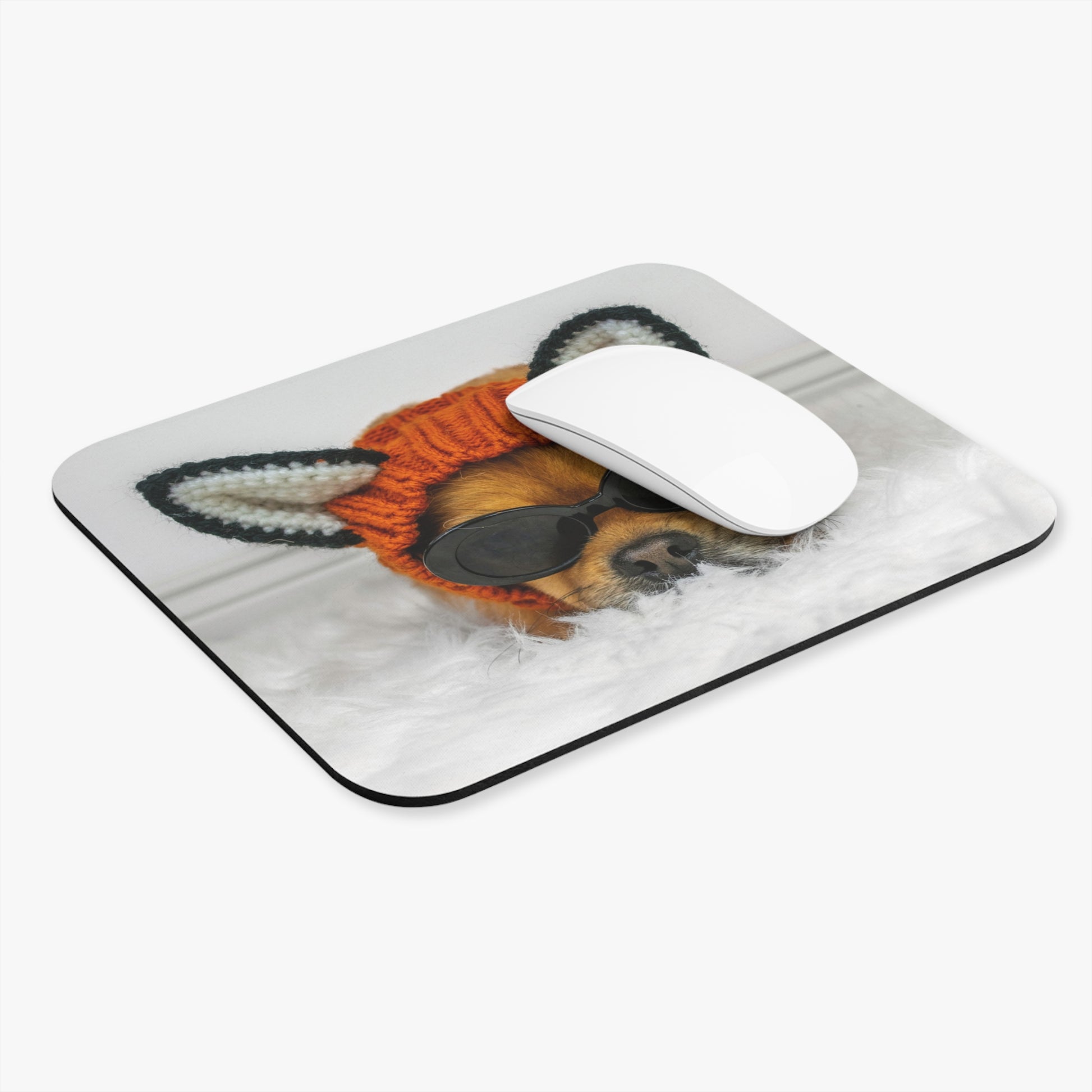 Dog With Bunny Ears & Sunglasses Mouse Pad (Rectangle)