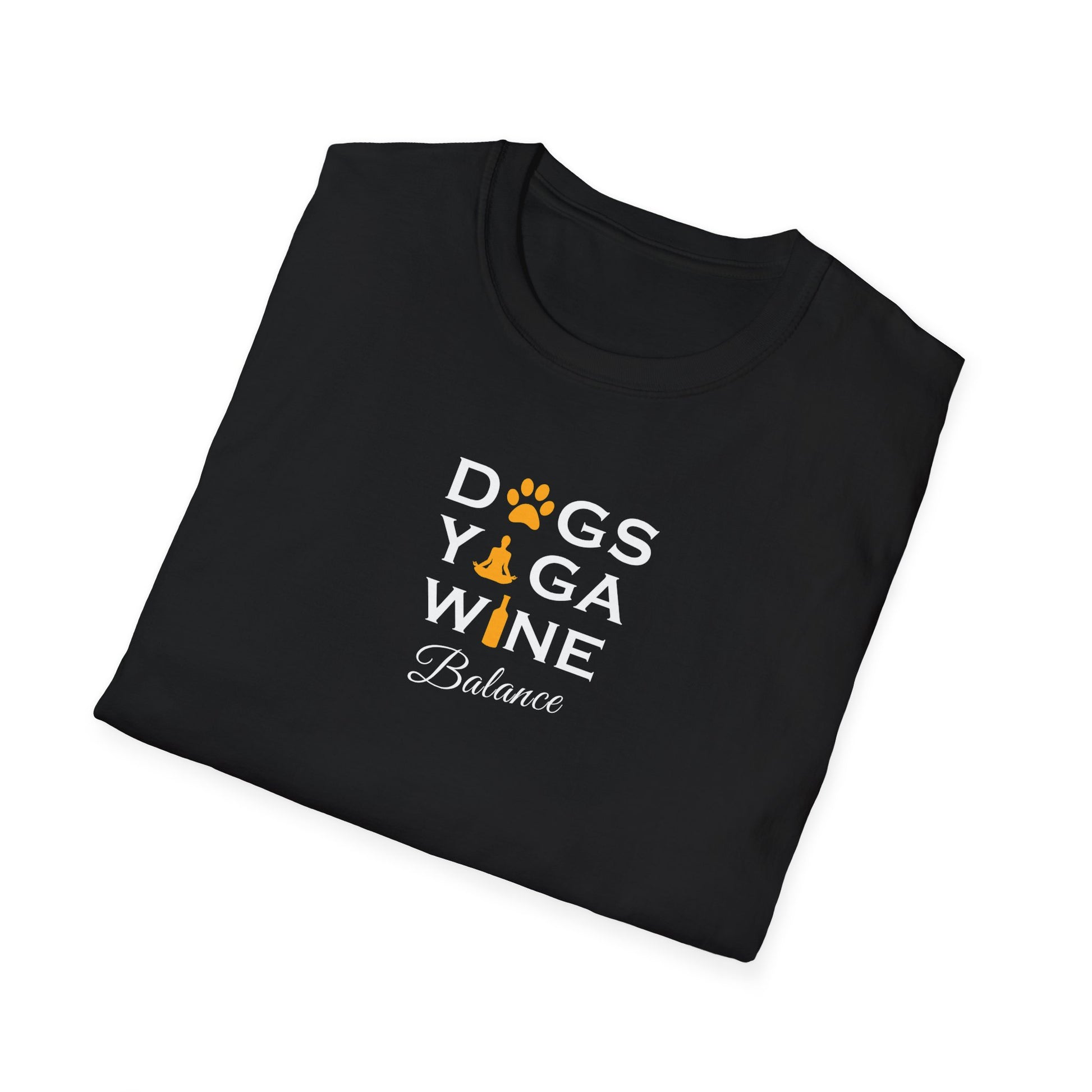 Dogs Yoga Wine Balance Softstyle T-Shirt - Mixed Colors -
