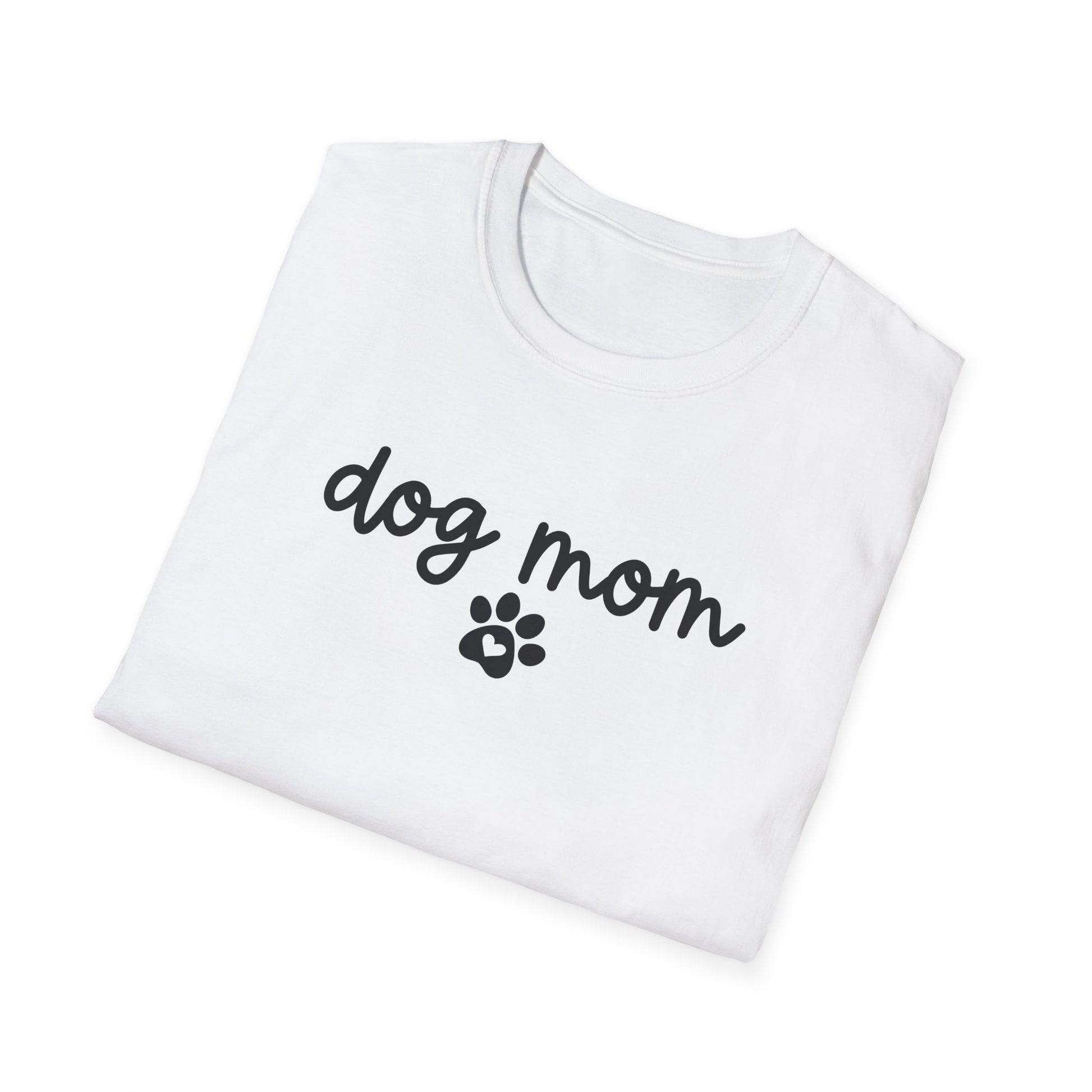 Dog Mom Paw Print Softstyle T-Shirt - White -