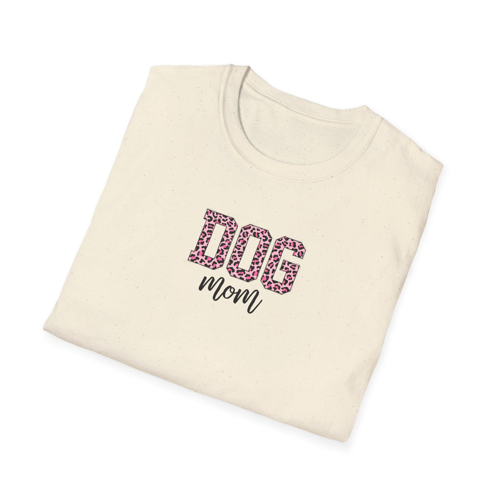 Pink Leopard Print Dog Mom Softstyle T-Shirt - Mixed Colors -