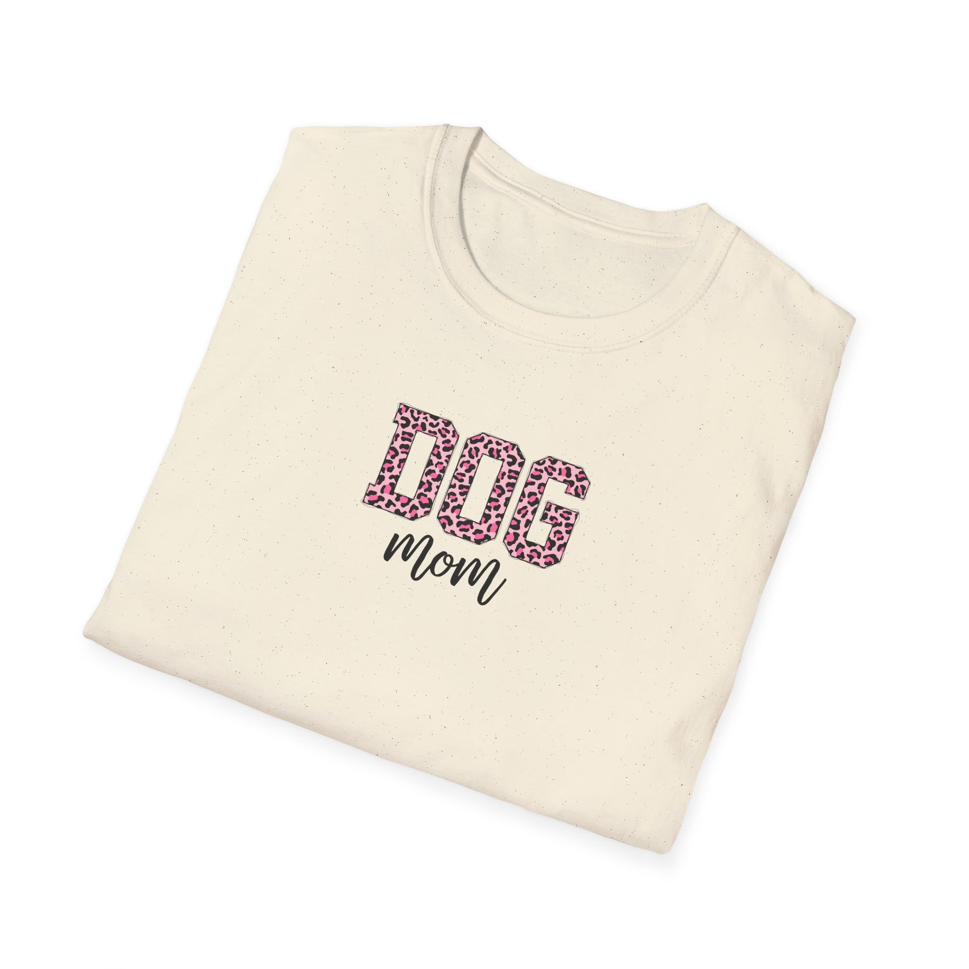 Pink Leopard Print Dog Mom Softstyle T-Shirt - Mixed Colors -