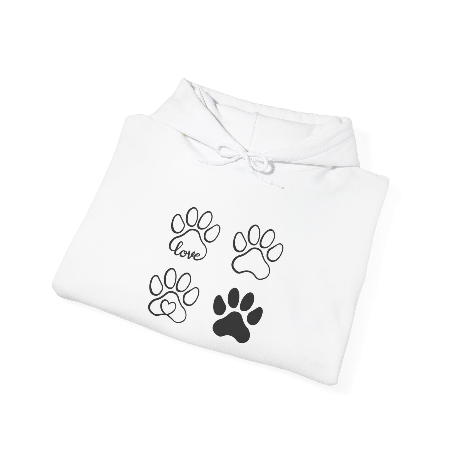 Love Dog Pawprints Heavy Blend™ Hooded Sweatshirt - White -