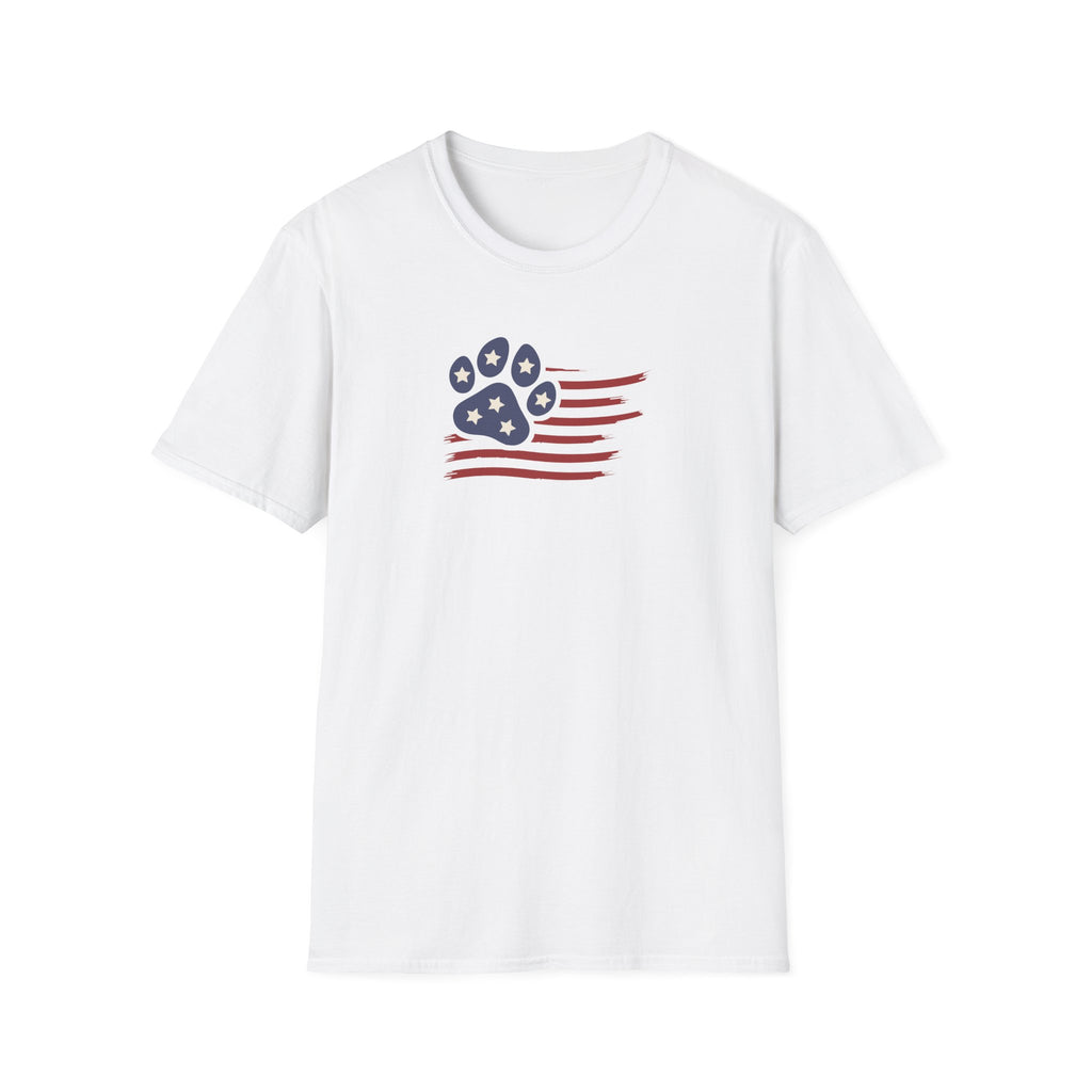 Paw Print Red White Blue Flag Softstyle T-Shirt - Mixed Colors -