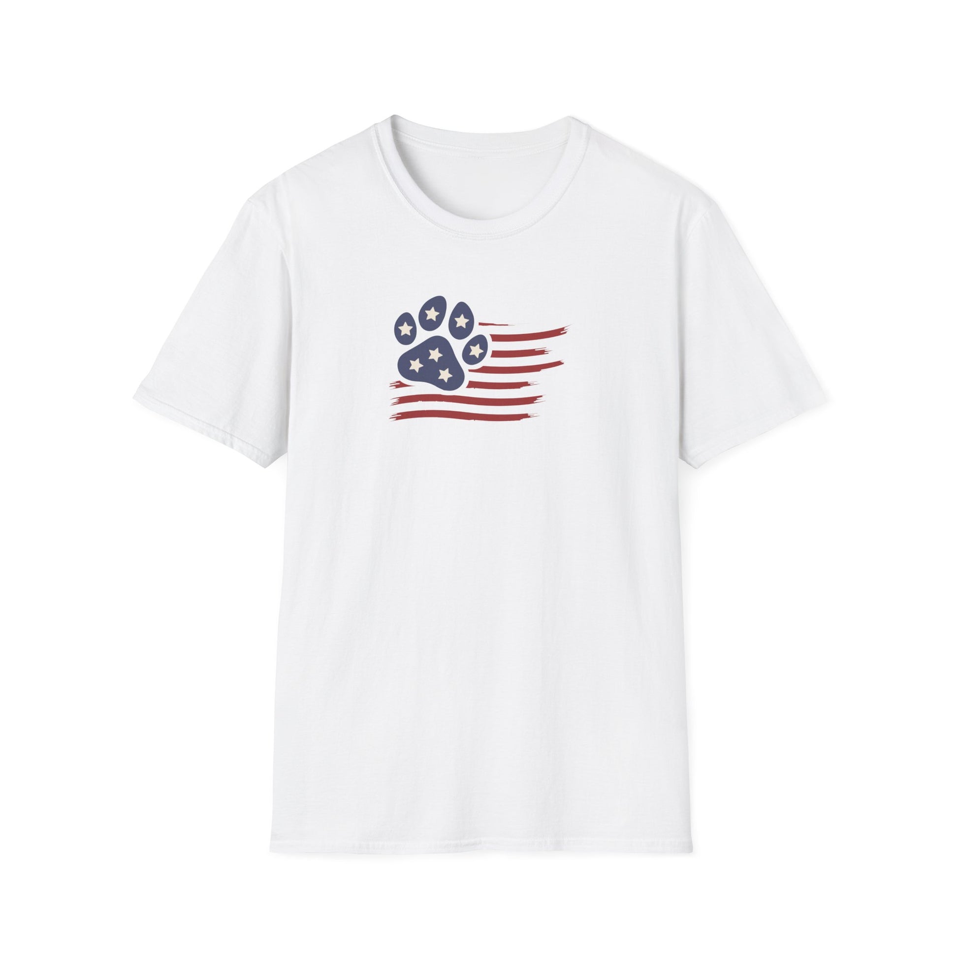Paw Print Red White Blue Flag Softstyle T-Shirt - Mixed Colors -