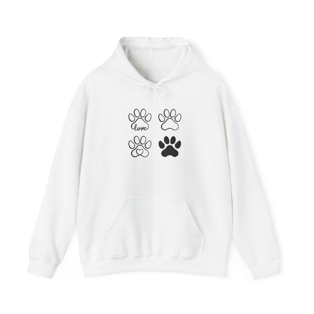 Love Dog Pawprints Heavy Blend™ Hooded Sweatshirt - White -