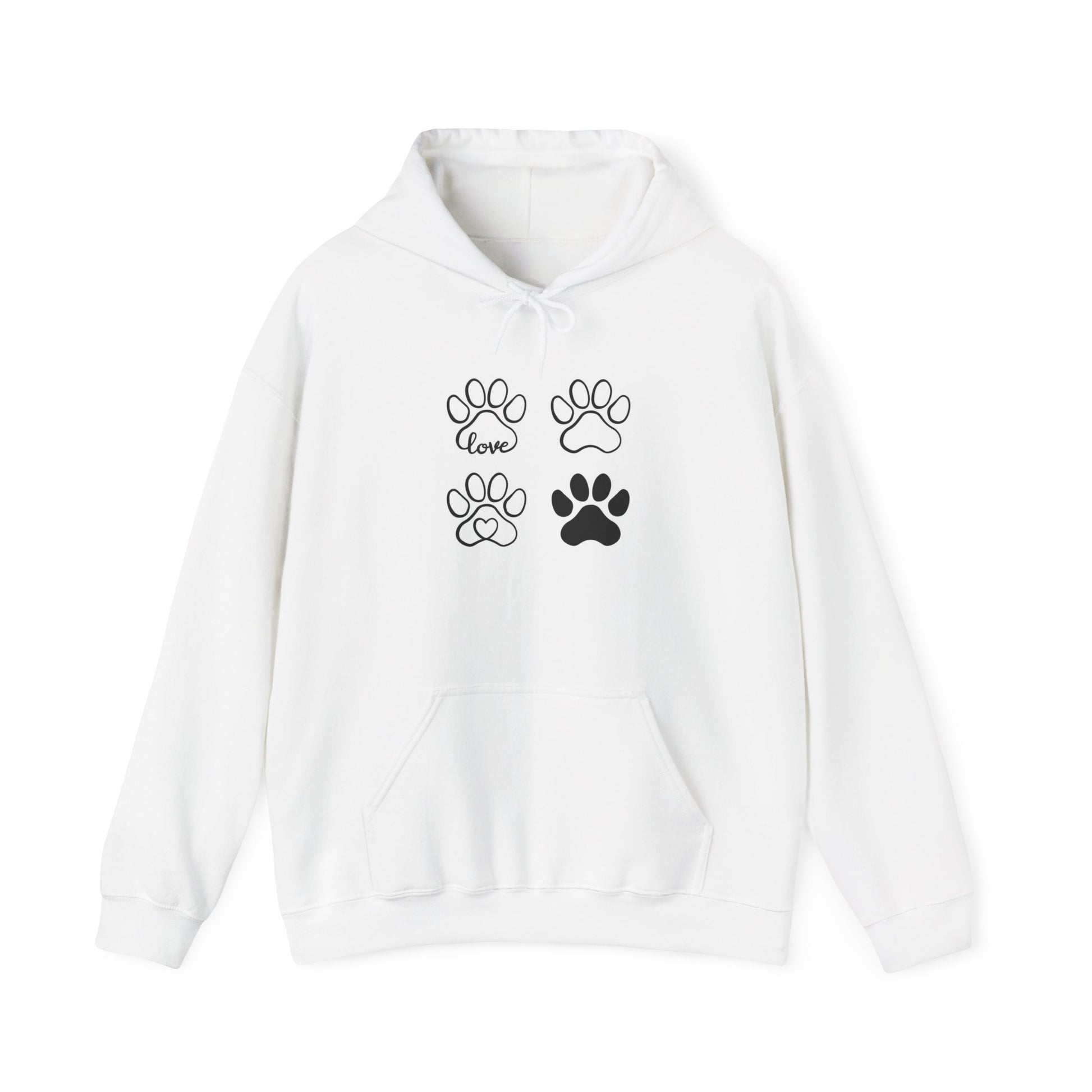 Love Dog Pawprints Heavy Blend™ Hooded Sweatshirt - White -