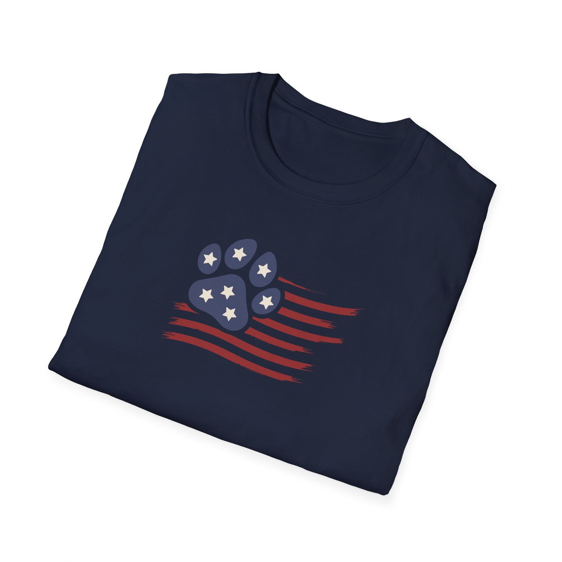 Paw Print Red White Blue Flag Softstyle T-Shirt - Mixed Colors -