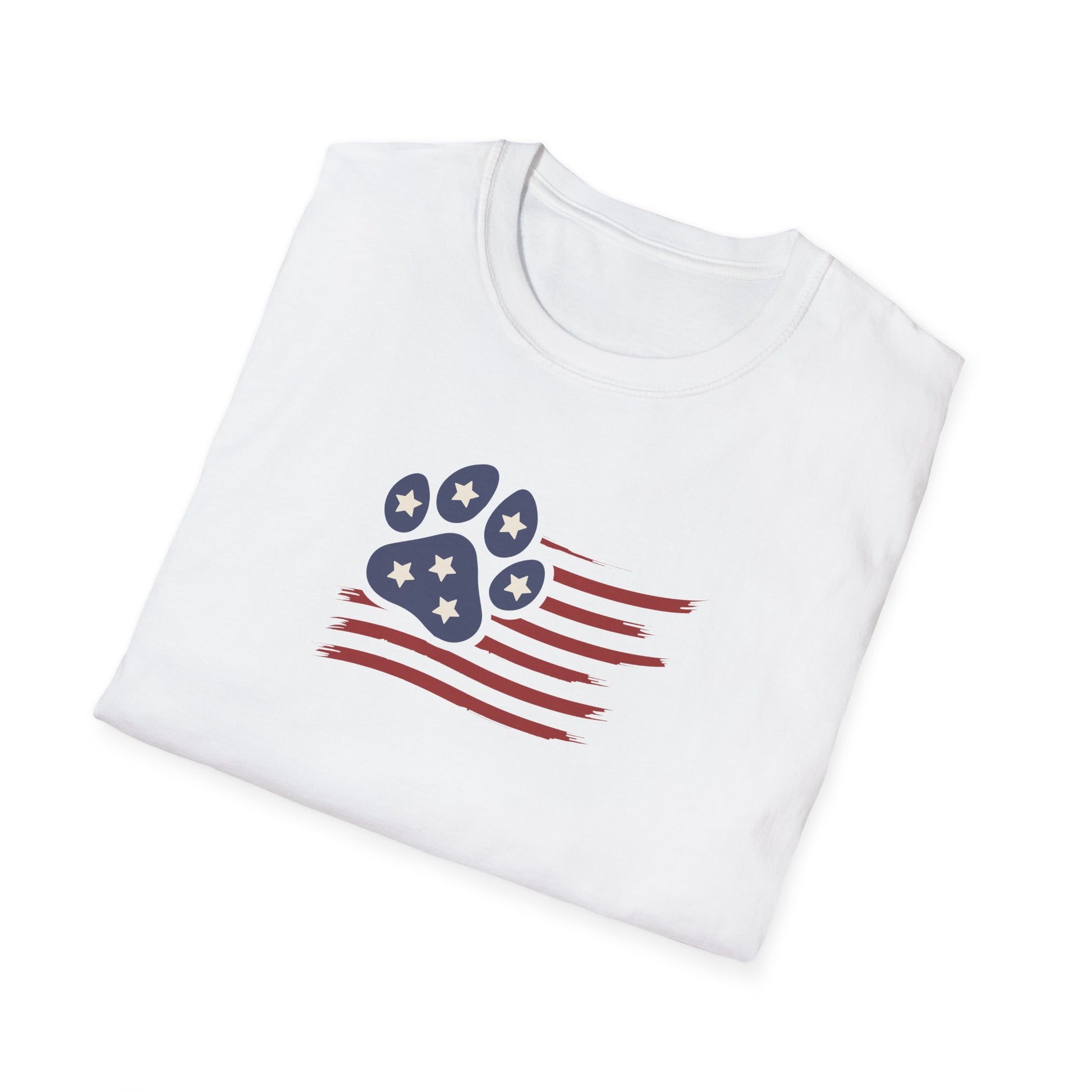 Paw Print Red White Blue Flag Softstyle T-Shirt - Mixed Colors -