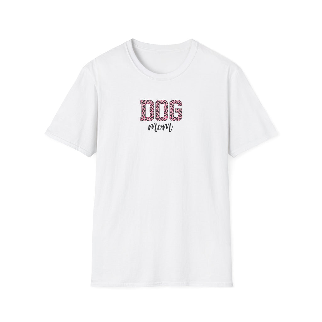 Pink Leopard Print Dog Mom Softstyle T-Shirt - Mixed Colors -